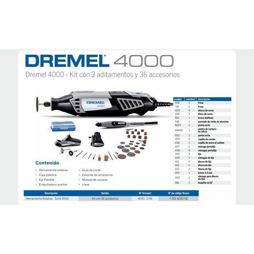 Dremel 4000 3 aditamentos/36 accesorios