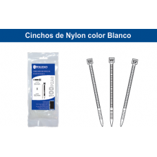 CINCHO BLANCO DE NYLON DE 2.5 MM X 100MM MOD. ACB25100